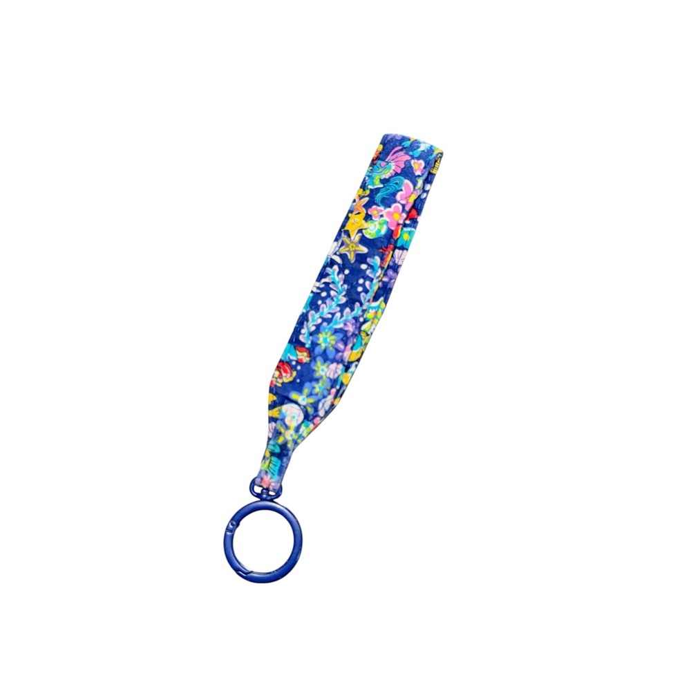 Vera Bradley Little Mermaid Keychain Lanyard Blue Floral Starfish Quilted